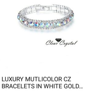 White gold plated rainbow AAA CZ bracelet